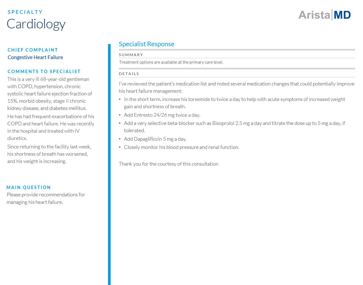 Cardiology eConsult - CHF with COPD
