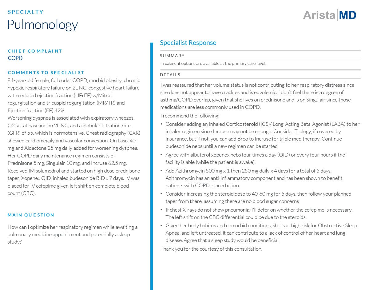 Pulmonology - COPD eConsult