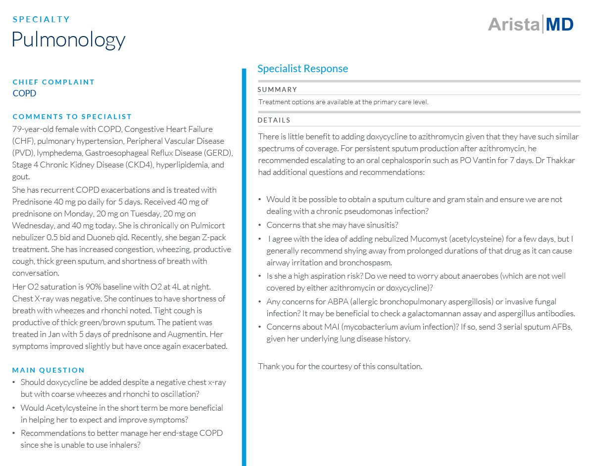 Pulmonology eConsult